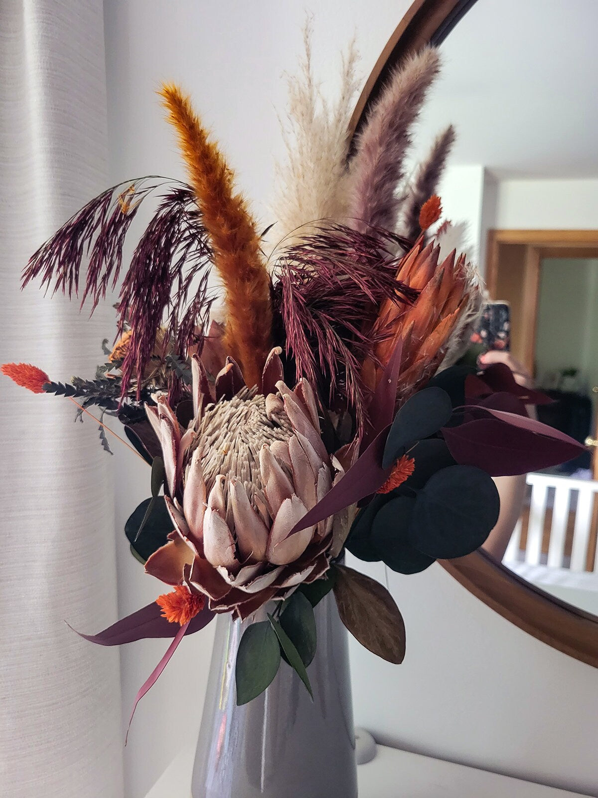 Dried King Banksia Protea Bouquet with trendy Fall Colors