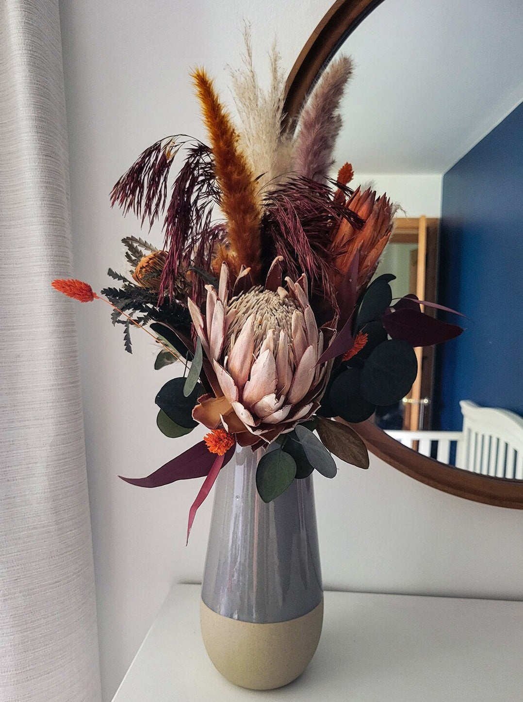 Dried King Banksia Protea Bouquet with trendy Fall Colors