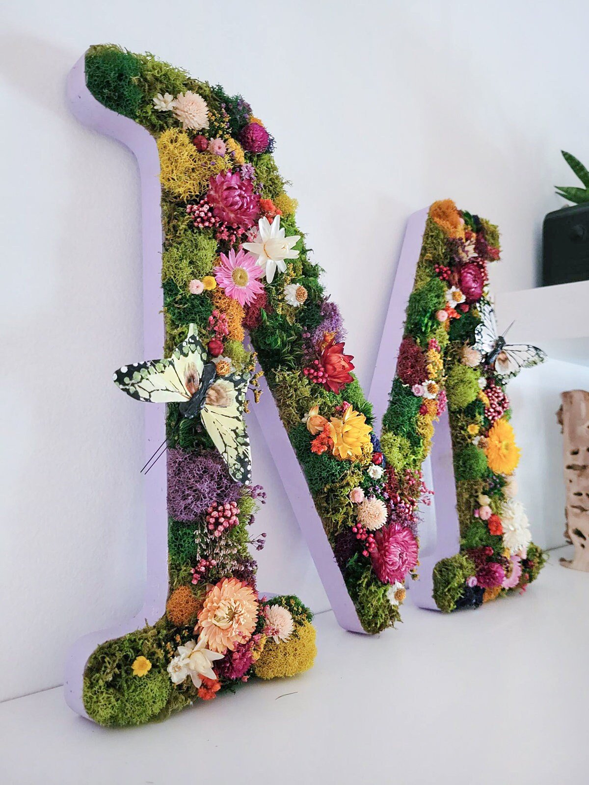 Preserved Moss Letters with flowers - Mossy Moss by Olia
