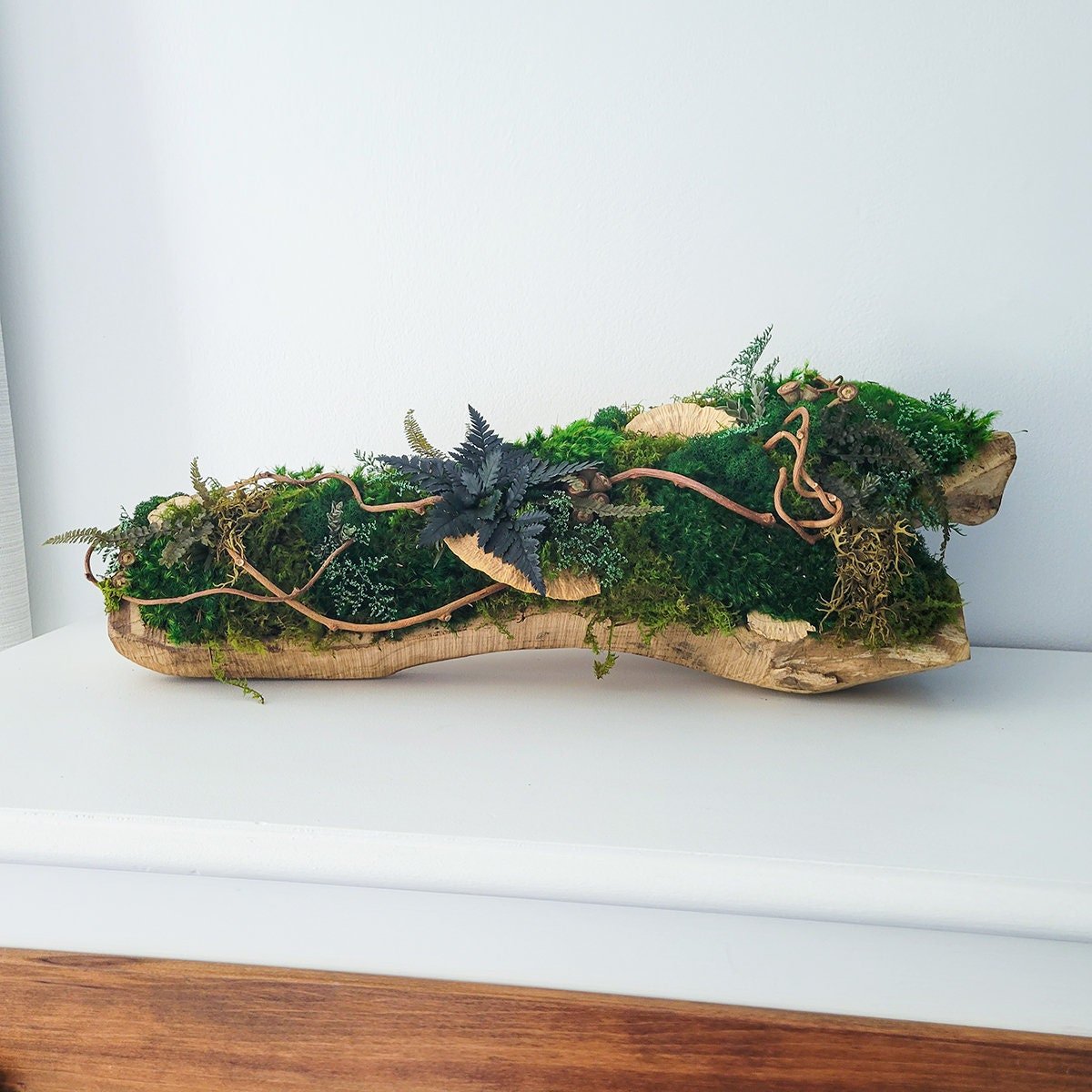 Preserved Moss & Wood Dining Table Centerpiece - Mossy Moss by Olia